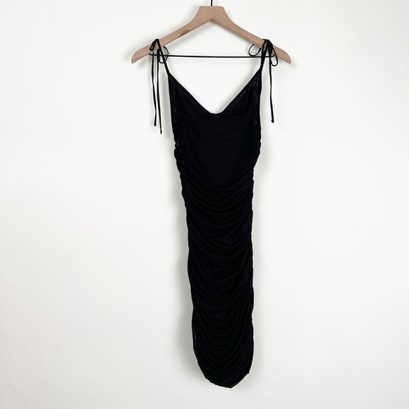 Aritzia Wilfred Winona Mini Slip Dress Sexy Sheer Mesh Draped Sleeveless Fun LBD - Picture 7 of 14